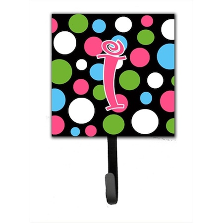 Carolines Treasures 4.25 x 6 in. Letter I Initial Monogram Polkadots and Pink Leash Or Key Hook CJ1038-ISH4